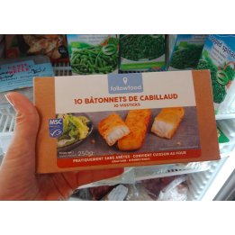 SURGELE - cabillaud pané bâtonnets - 250g - Followfood